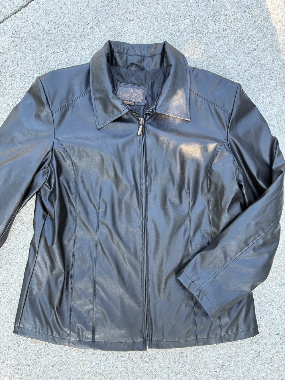 Lee Women's Black Faux Leather Zip-Up Jacket